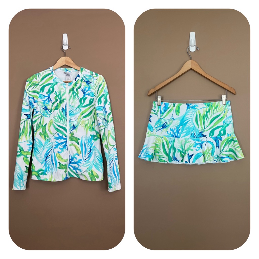 {Tommy Bahama} Island Cays Seafrond Rashguard & Swim Skort - Womens Small